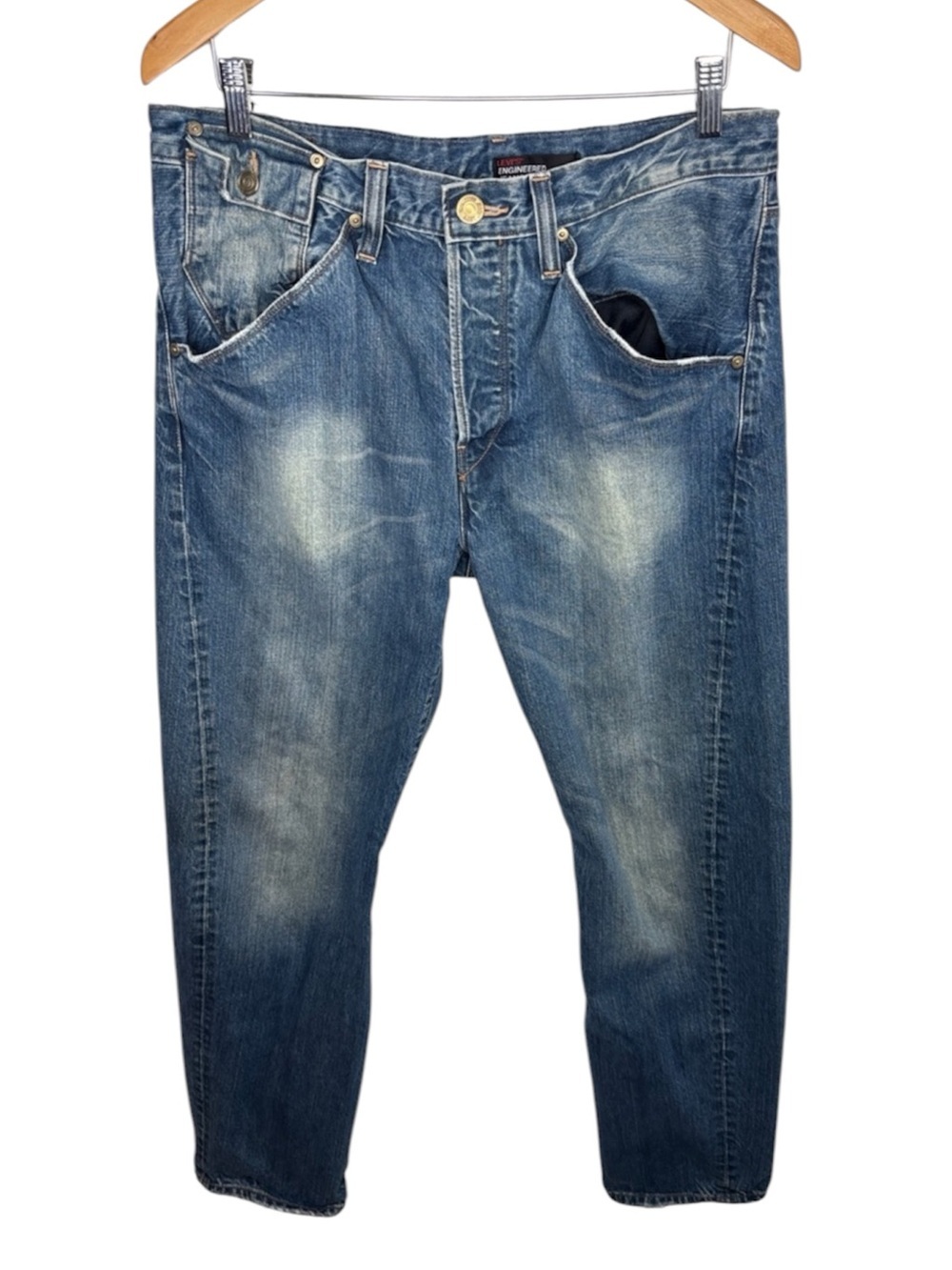 Levi's Engineered Twisted Straight Button Fly Jeans Men Size 33 BLEMISH